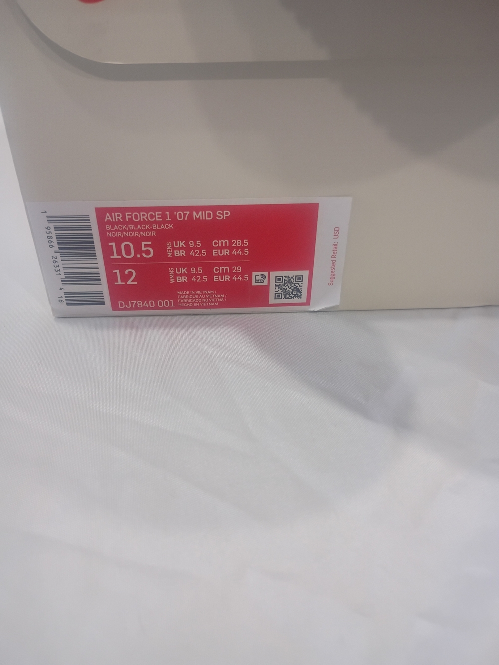 Nike Air Force 1 '07 Mid SP Black - Box Label Dead Stock From 07
